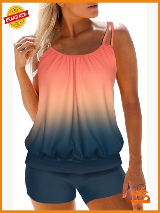 Other - Tummy Control Tankini Swimsuit Set with Boyshorts